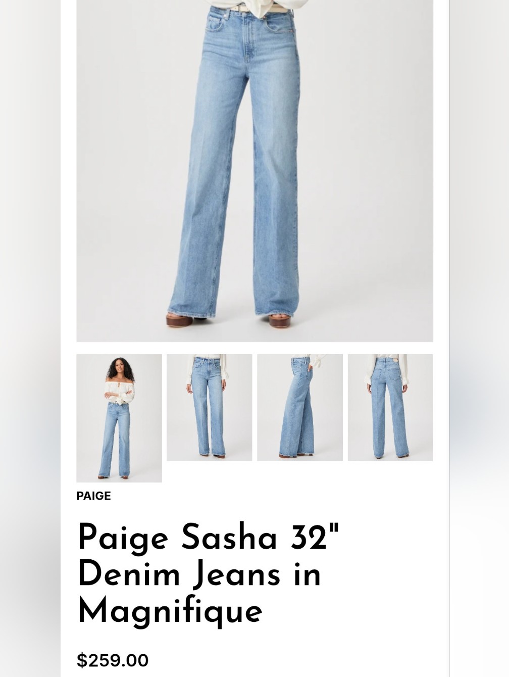 Paige Sasha Wideleg Size 27 In Magnifique